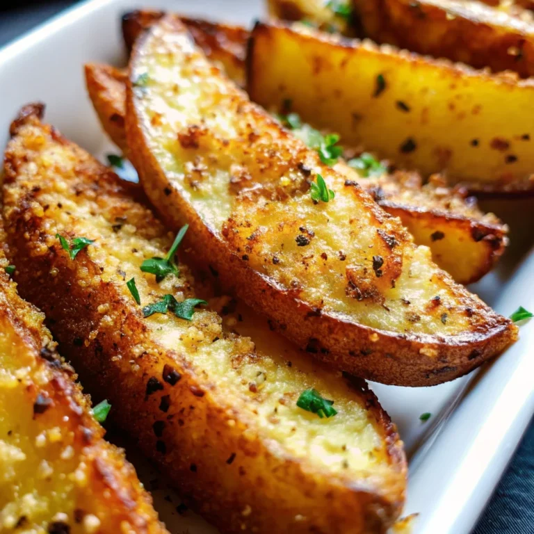Easy crispy baked garlic parmesan potato wedges – golden and cheesy