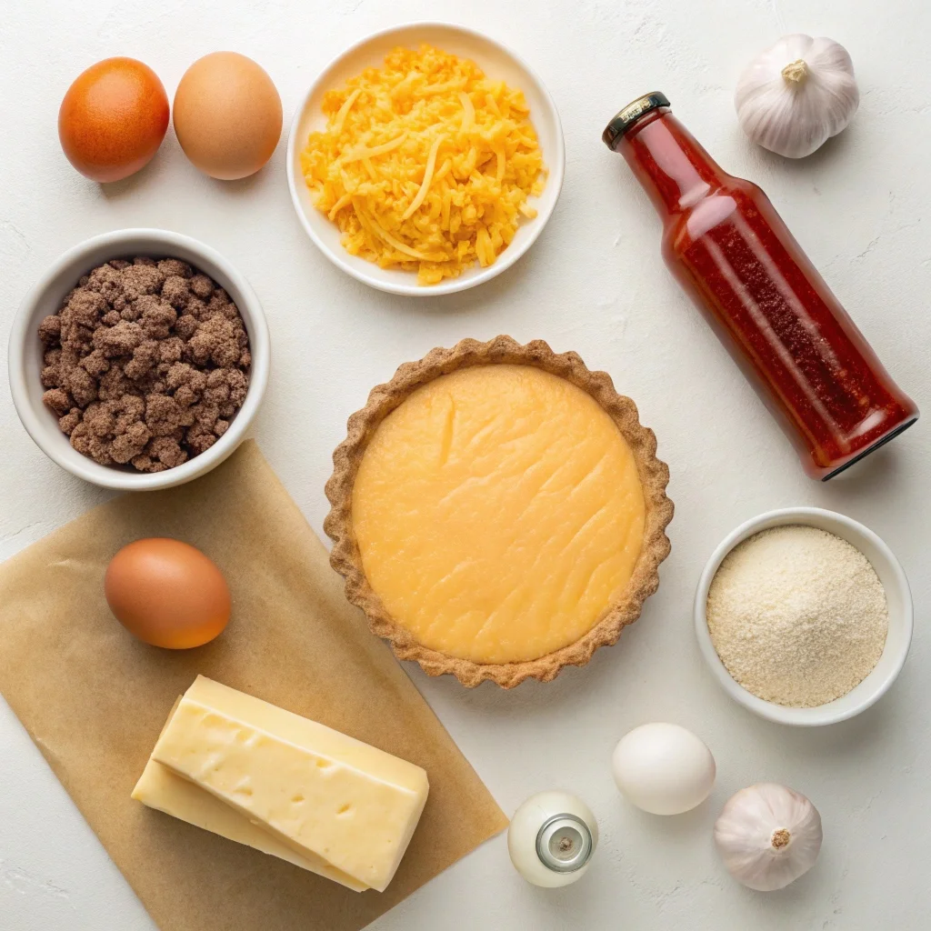 Ingredients needed for easy cheeseburger pie