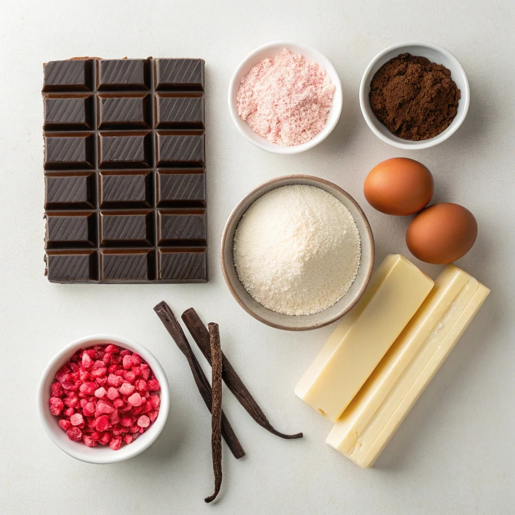 Ingredients needed for easy Valentine's Day brownies