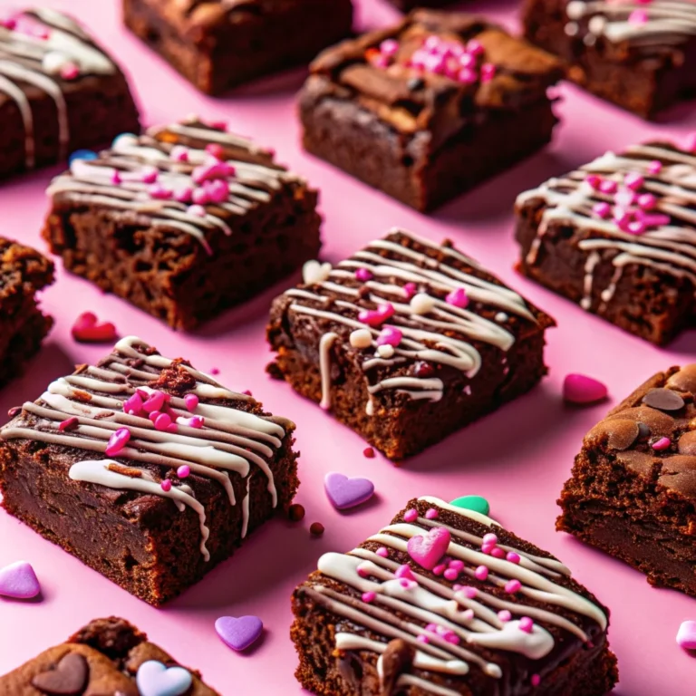 Easy homemade Valentine's Day brownies – fudgy, rich, festive