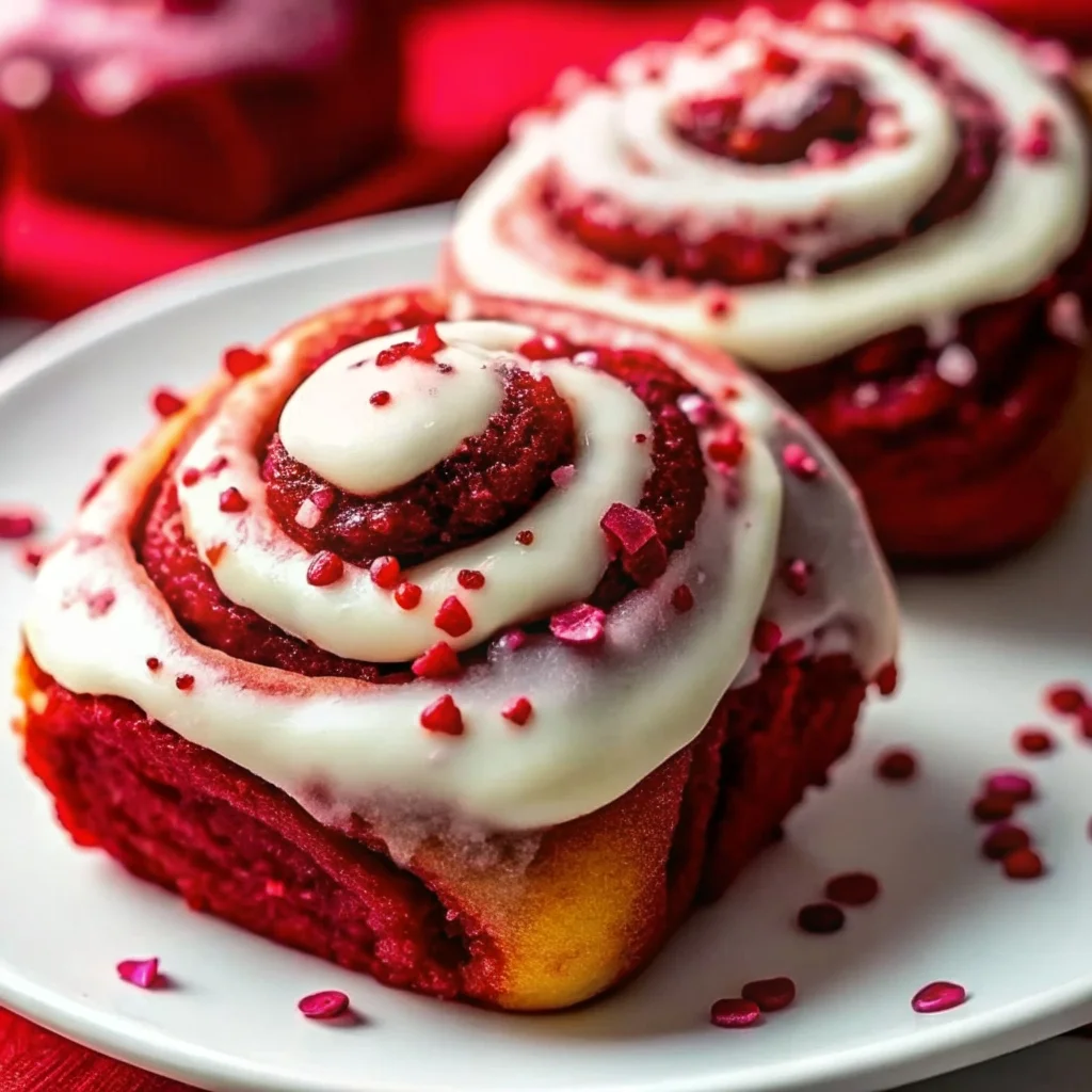 Easy homemade red velvet cinnamon rolls – soft, chocolatey, festive